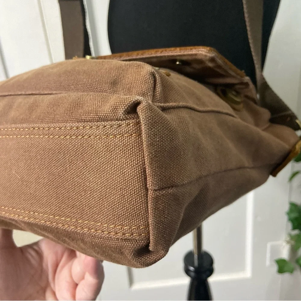 Augur Unisex Canvas & Leather Vintage Army Style Messenger Crossbody Bag